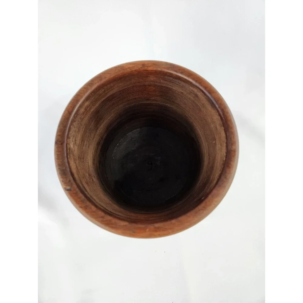 Vintage MCM Wood Planter Vase Handcrafted Hand Turned Plant Holder Unique Decor‎